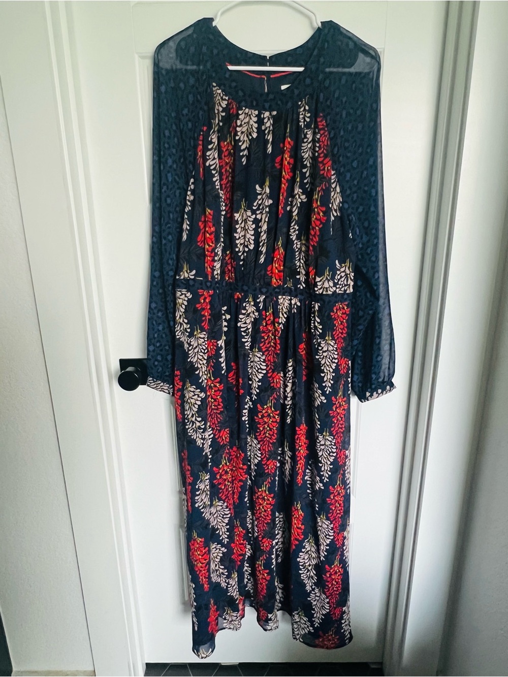 Boden Navy Floral-Print Long Sleeve Maxi Dress - Picture 4 of 7